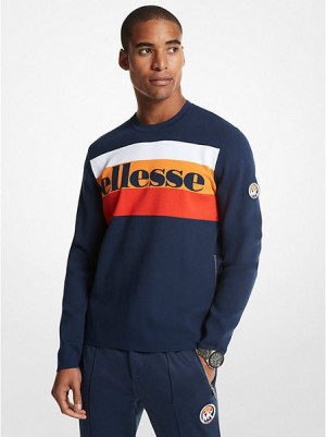 Swetry Michael Kors Mk X Ellesse W Paski Logo Stretch Viscose Męskie Kolorowe | 807492-UVF