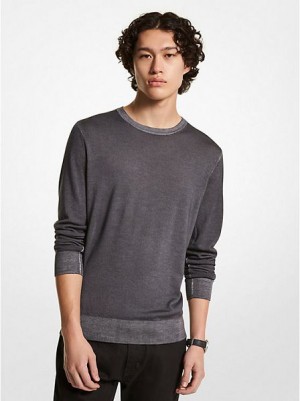 Swetry Michael Kors Washed Merino Wełna Męskie Szare | 298046-JRI