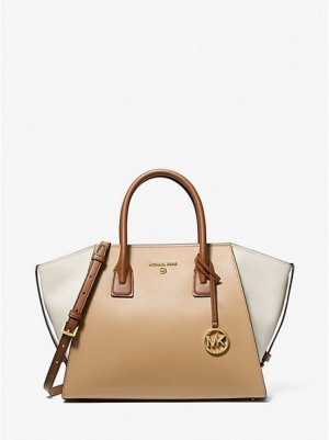 Torba Satchel Michael Kors Avril Large Color-block Pebbled Skórzane Damskie Brązowe | 875014-JWE