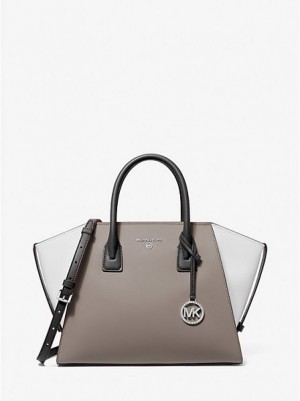 Torba Satchel Michael Kors Avril Large Color-block Pebbled Skórzane Damskie Szare Czarne Białe | 351879-VTY