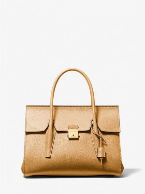 Torba Satchel Michael Kors Campbell Medium Pebbled Skórzane Damskie Brązowe | 023178-IUT