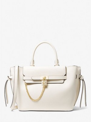 Torba Satchel Michael Kors Hamilton Legacy Large Skórzane Belted Damskie Kremowe | 932401-KLD