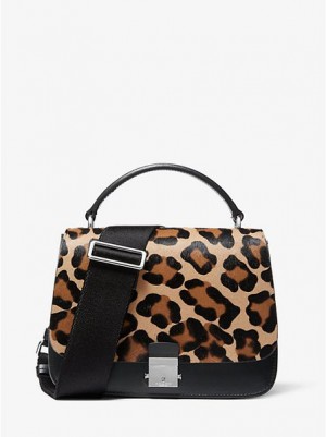 Torba Satchel Michael Kors Mia Leopard Calf Hair Shoulder Damskie Czarne Brązowe | 431785-EPN