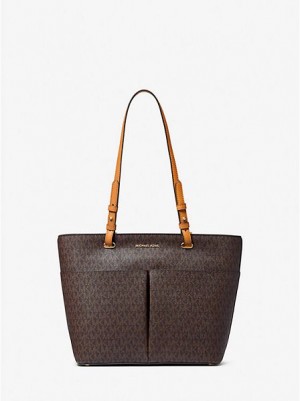 Torby Tote Michael Kors Bedford Medium Logo Damskie Brązowe | 148275-STX