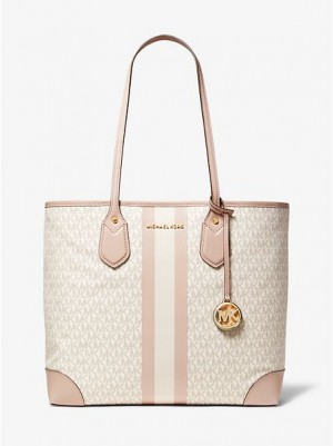 Torby Tote Michael Kors Eva Large Logo Stripe Damskie Głęboka Żółte Różowe | 140896-SHM