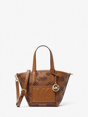 Torby Tote Michael Kors Kimber Small 2-in-1 Perforated And Embossed Faux Skórzane Damskie Brązowe | 671235-SYA