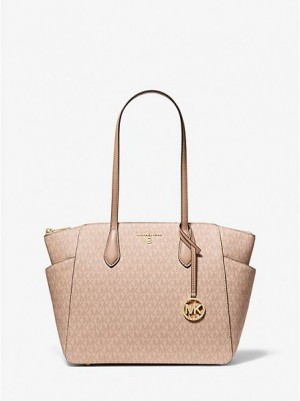 Torby Tote Michael Kors Marilyn Medium Logo Damskie Brązowe | 017589-TQU