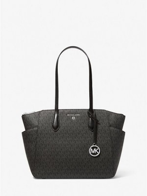 Torby Tote Michael Kors Marilyn Medium Logo Damskie Czarne | 680592-APH