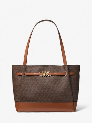 Torby Tote Michael Kors Reed Large Logo Damskie Brązowe | 835461-MEC