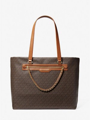 Torby Tote Michael Kors Slater Large Logo Damskie Brązowe | 295708-SXP