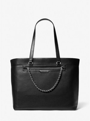 Torby Tote Michael Kors Slater Large Pebbled Skórzane Damskie Czarne | 596072-ZCQ