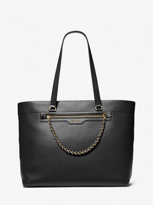 Torby Tote Michael Kors Slater Large Pebbled Skórzane Damskie Czarne | 167850-SWF