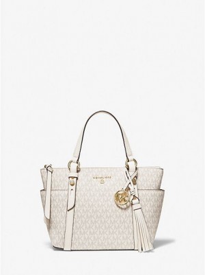 Torby Tote Michael Kors Sullivan Small Logo Damskie Kremowe | 731986-XBL