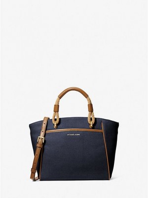 Torby Tote Michael Kors Talia Small Bawełniane Płócienne Damskie Granatowe Kolorowe | 378691-LXS