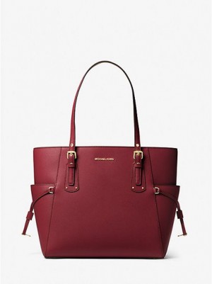 Torby Tote Michael Kors Voyager Small Crossgrain Skórzane Damskie Bordowe | 741806-BEC