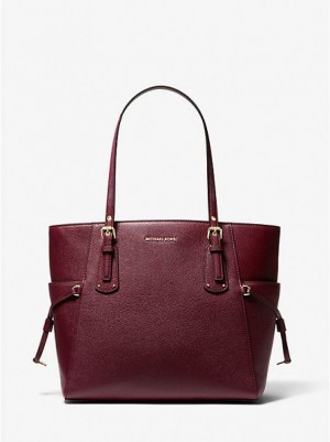 Torby Tote Michael Kors Voyager Small Pebbled Skórzane Damskie Bordowe | 398024-EJY