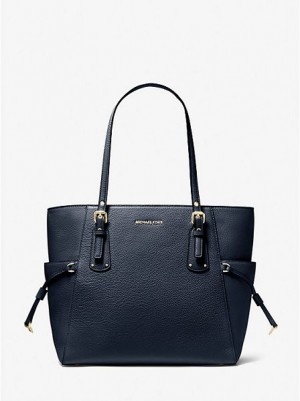 Torby Tote Michael Kors Voyager Small Pebbled Skórzane Damskie Granatowe | 095864-EYD