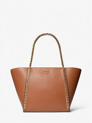 Torby Tote Michael Kors Westley Large Pebbled Skórzane Chain-link Damskie Brązowe | 817503-PWM