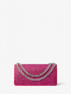 Torebki Małe Michael Kors Christie Crystal Embellished Zamszowe Envelope Damskie Czerwone | 128579-XMC