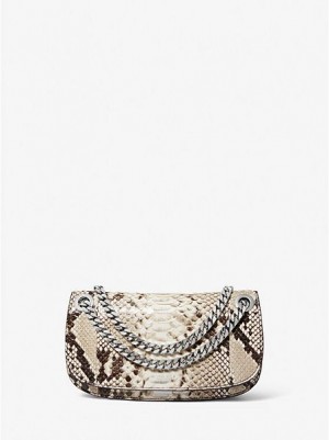 Torebki Małe Michael Kors Christie Python Embossed Skórzane Envelope Damskie Beżowe | 953640-SYA