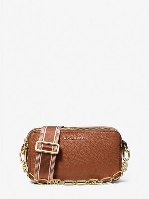 Torebki Małe Michael Kors Jet Set Small Pebbled Skórzane Double-zip Camera Damskie Brązowe | 295016-ACP