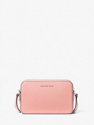 Torebki Małe Michael Kors Jet Set Small Pebbled Skórzane Double-zip Camera Damskie Różowe | 513689-BNG