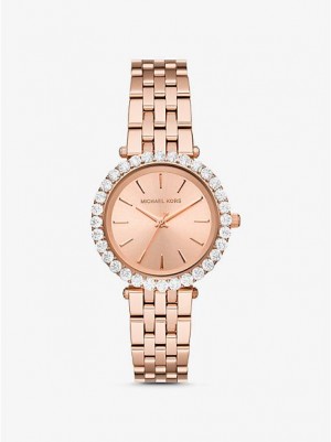 Zegarek Michael Kors Darci Pave Damskie Różowe Złote | 593240-LKD