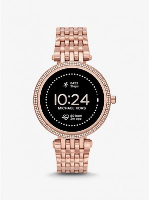 Zegarek Michael Kors Gen 5e Darci Pave Smart Damskie Różowe Złote | 467102-HJN