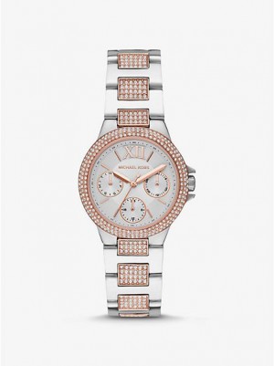 Zegarek Michael Kors Mini Camille Pave Damskie Srebrne Różowe | 598314-EDX