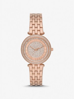 Zegarek Michael Kors Mini Darci Pave Damskie Różowe Złote | 530784-XIQ