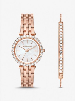 Zegarek Michael Kors Mini Darci Pave Damskie Różowe Złote | 917634-RTP