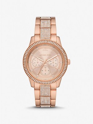 Zegarek Michael Kors Oversized Tibby Pave Damskie Różowe Złote | 794608-JCF