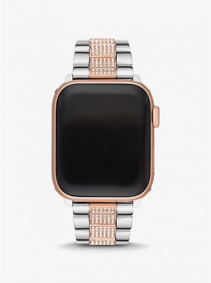 Zegarek Michael Kors Pave Paskiem For Apple Damskie Srebrne Różowe Czarne | 874150-CSY