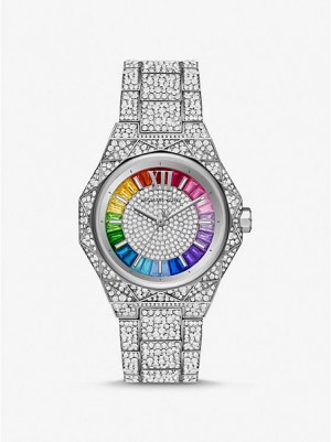 Zegarek Michael Kors Pride Limited-edition Oversized Raquel Rainbow Pave Damskie Srebrne | 857901-XRO