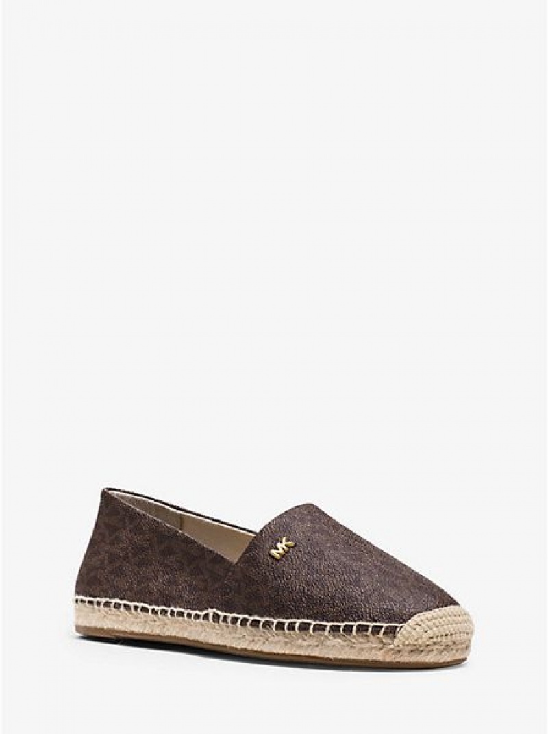 Espadryle Michael Kors Kendrick Logo Slip-on Damskie Brązowe | 193472-ROL