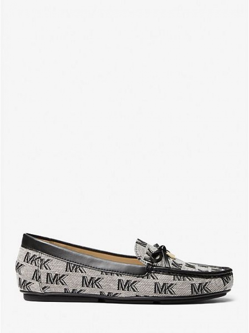 Loafersy Michael Kors Juliette Logo Jacquard Damskie Czarne | 124863-SUT