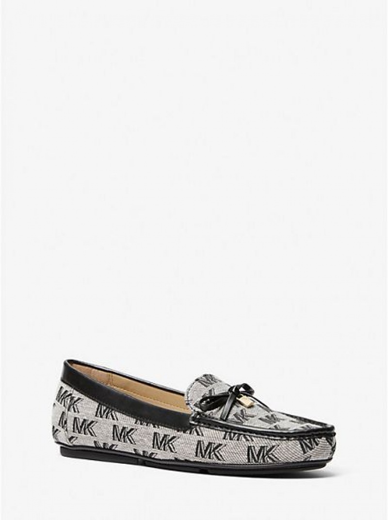 Loafersy Michael Kors Juliette Logo Jacquard Damskie Czarne | 124863-SUT