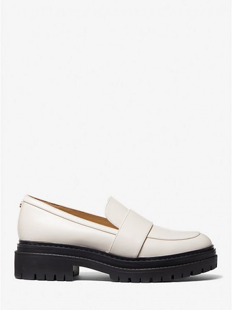 Loafersy Michael Kors Parker Skórzane Damskie Kremowe | 275938-IVT