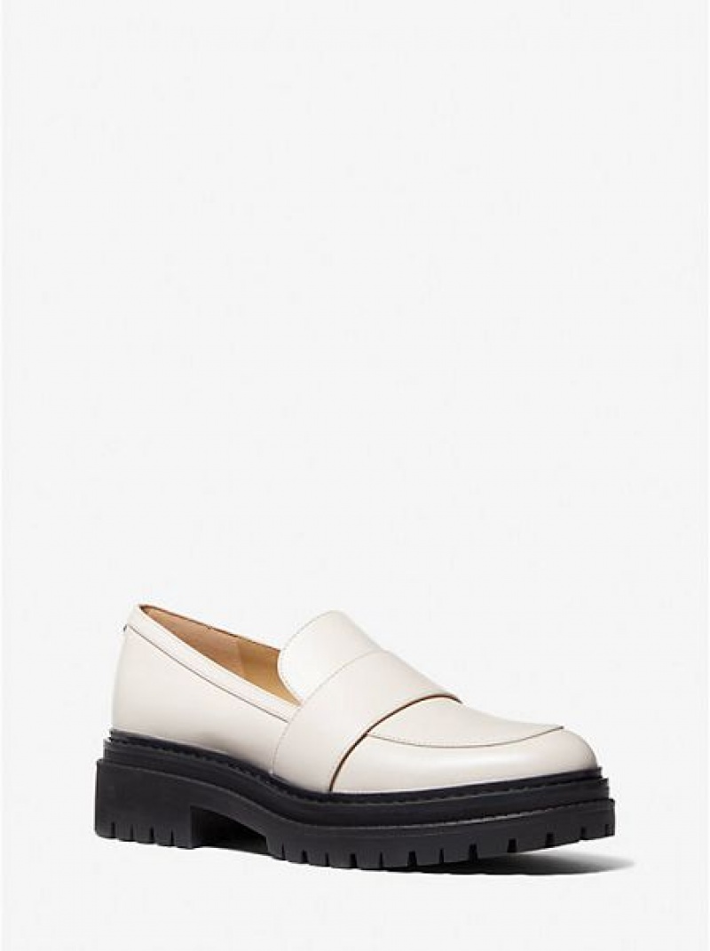 Loafersy Michael Kors Parker Skórzane Damskie Kremowe | 275938-IVT