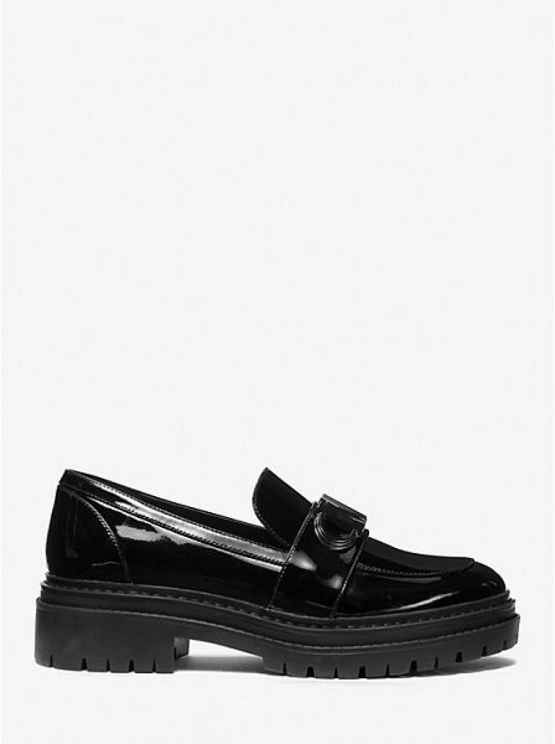 Loafersy Michael Kors Parker Skórzane Damskie Czarne | 842531-BTF