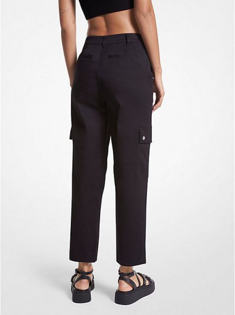 Spodnie Michael Kors Stretch Organic Bawełniane Cargo Damskie Czarne | 089245-YZU