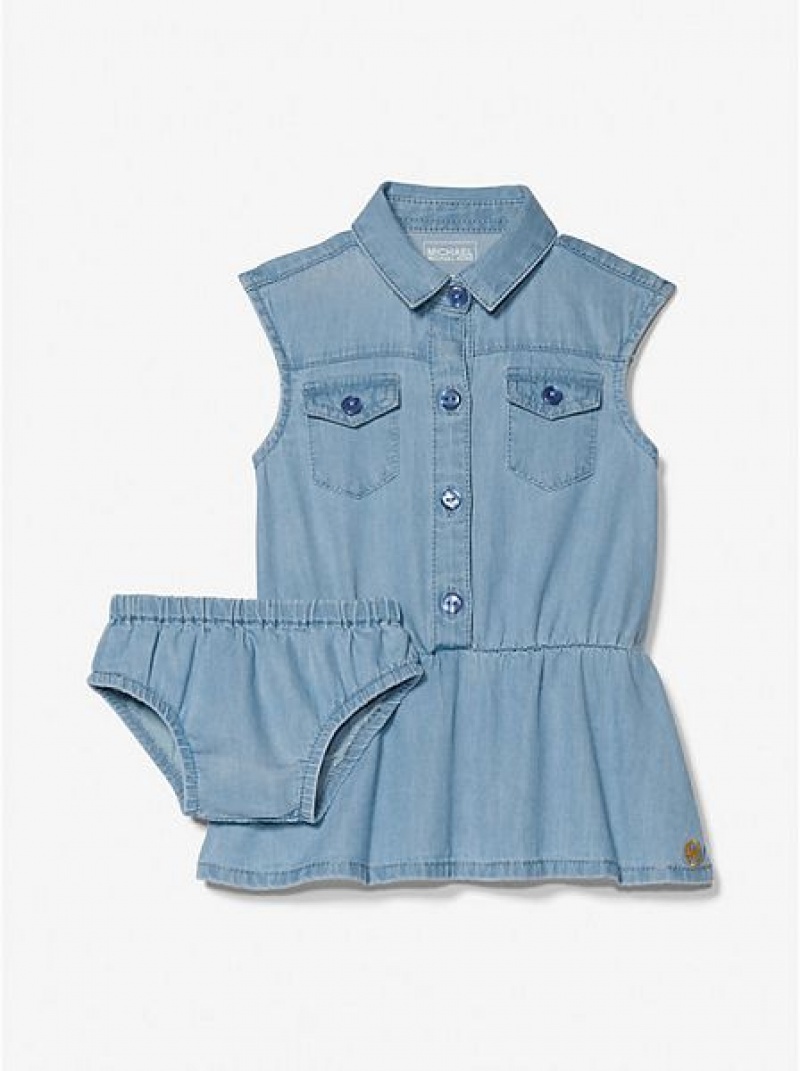 Sukienki Michael Kors Chambray And Bloomer Dziecięce Niebieskie | 489701-VLK