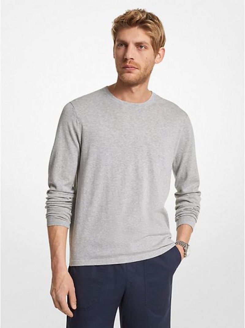 Swetry Michael Kors Bawełniane Jersey Crewneck Męskie Szare | 218490-GHR