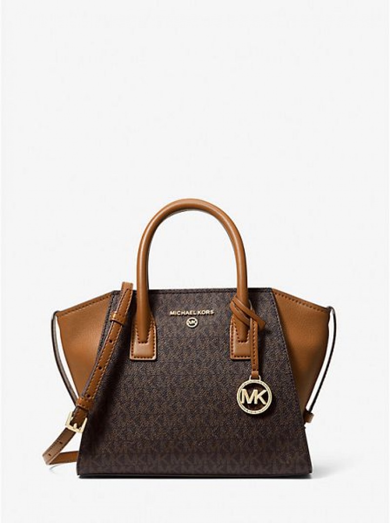 Torba Satchel Michael Kors Avril Small Logo Damskie Brązowe | 198075-QAB