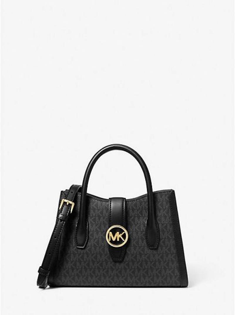 Torba Satchel Michael Kors Gabby Small Logo Damskie Czarne | 150693-BRL