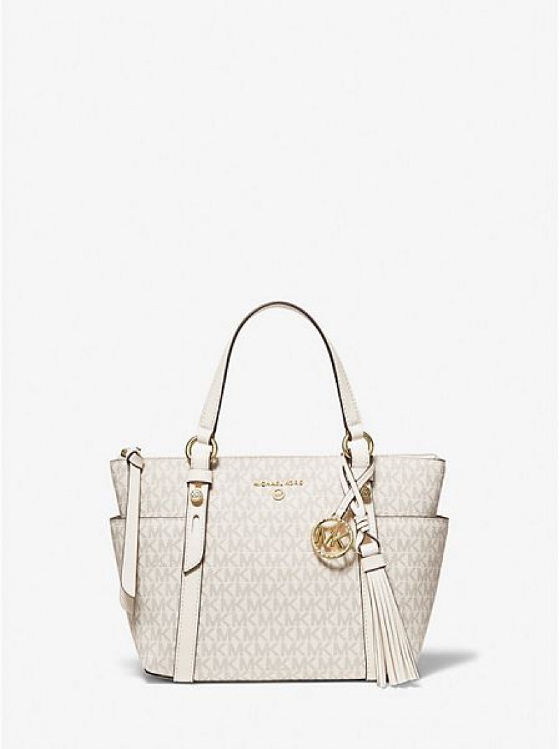 Torby Tote Michael Kors Sullivan Small Logo Damskie Kremowe | 731986-XBL