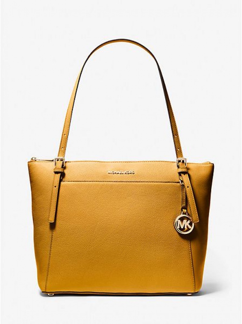 Torby Tote Michael Kors Voyager Large Pebbled Skórzane Damskie Żółte | 957321-HQE