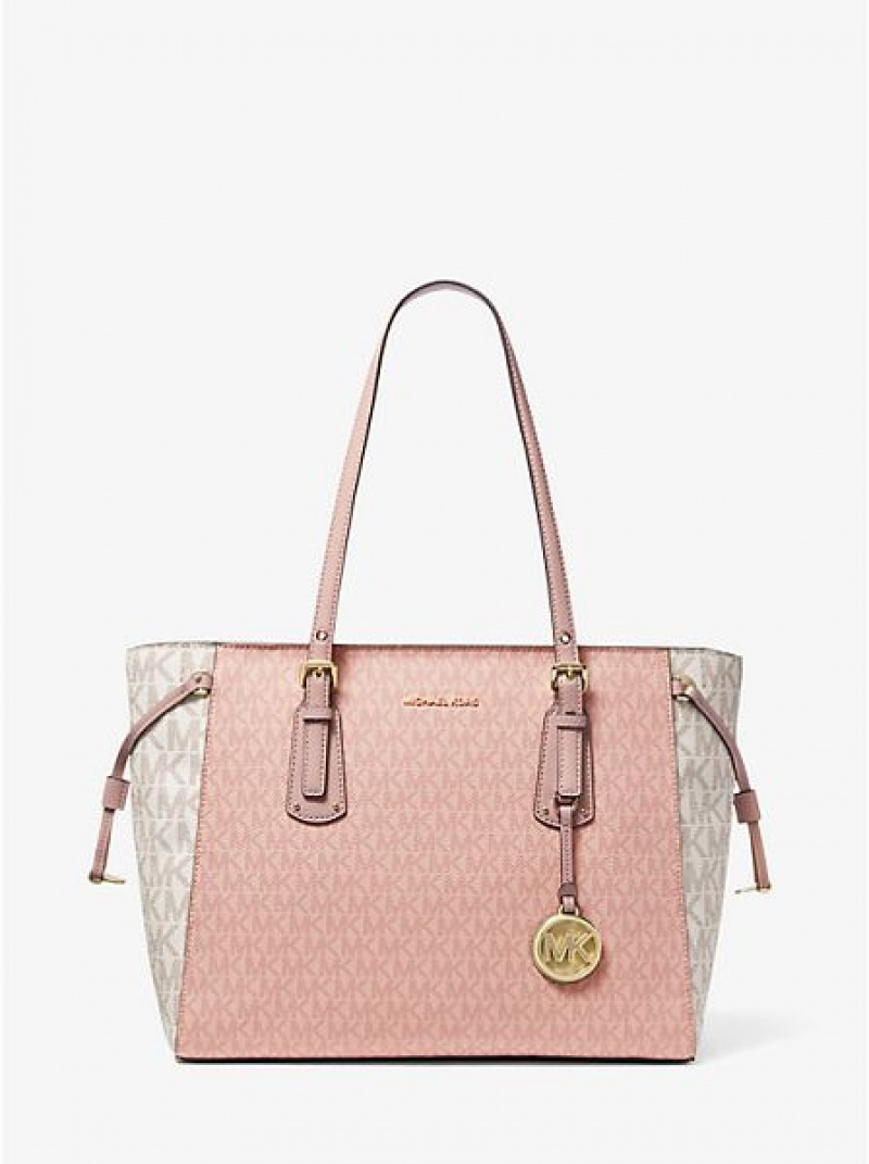 Torby Tote Michael Kors Voyager Medium Color-block Logo Damskie Kolorowe | 293185-AOD