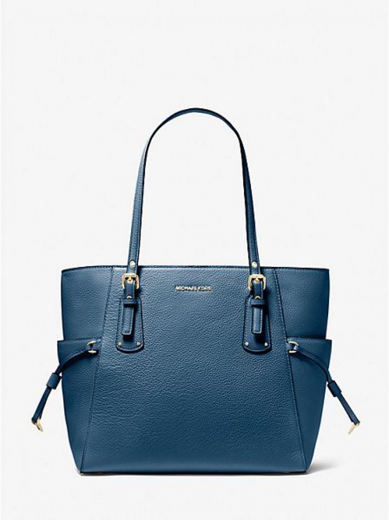 Torby Tote Michael Kors Voyager Small Pebbled Skórzane Damskie Niebieskie | 254917-RPG