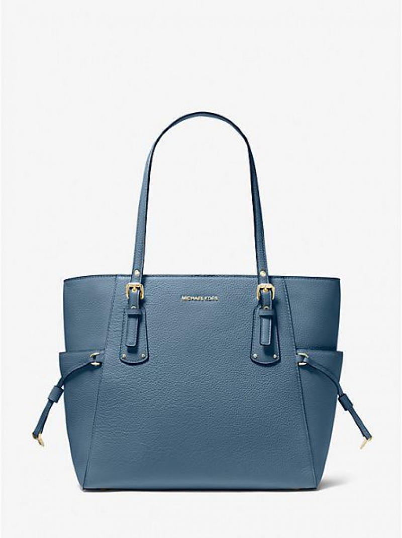 Torby Tote Michael Kors Voyager Small Pebbled Skórzane Damskie Niebieskie | 273614-PSH